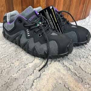 New Terra Spider Safety Shoes Women's Size 7.5 Black Gray Purple Composite Toe